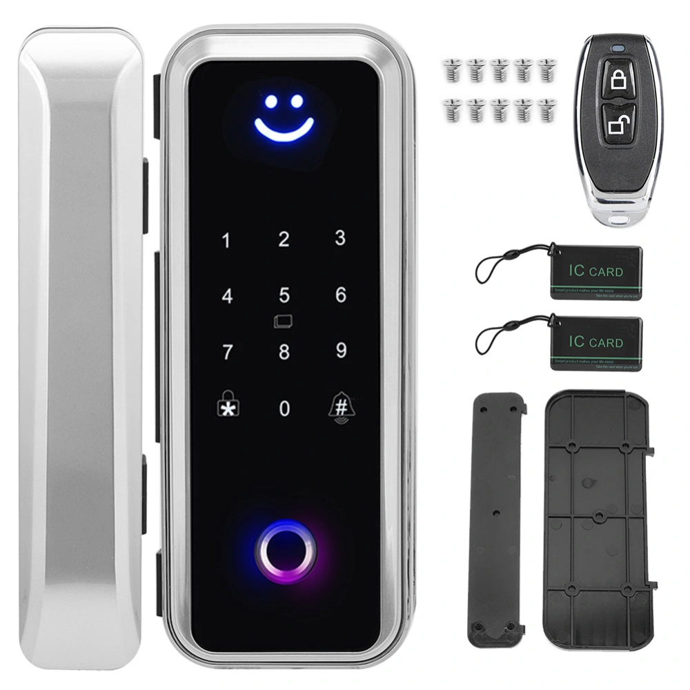 Glass Door Fingerprint Password IC Card Bluetooth APP Lock Access Control SystemSilver