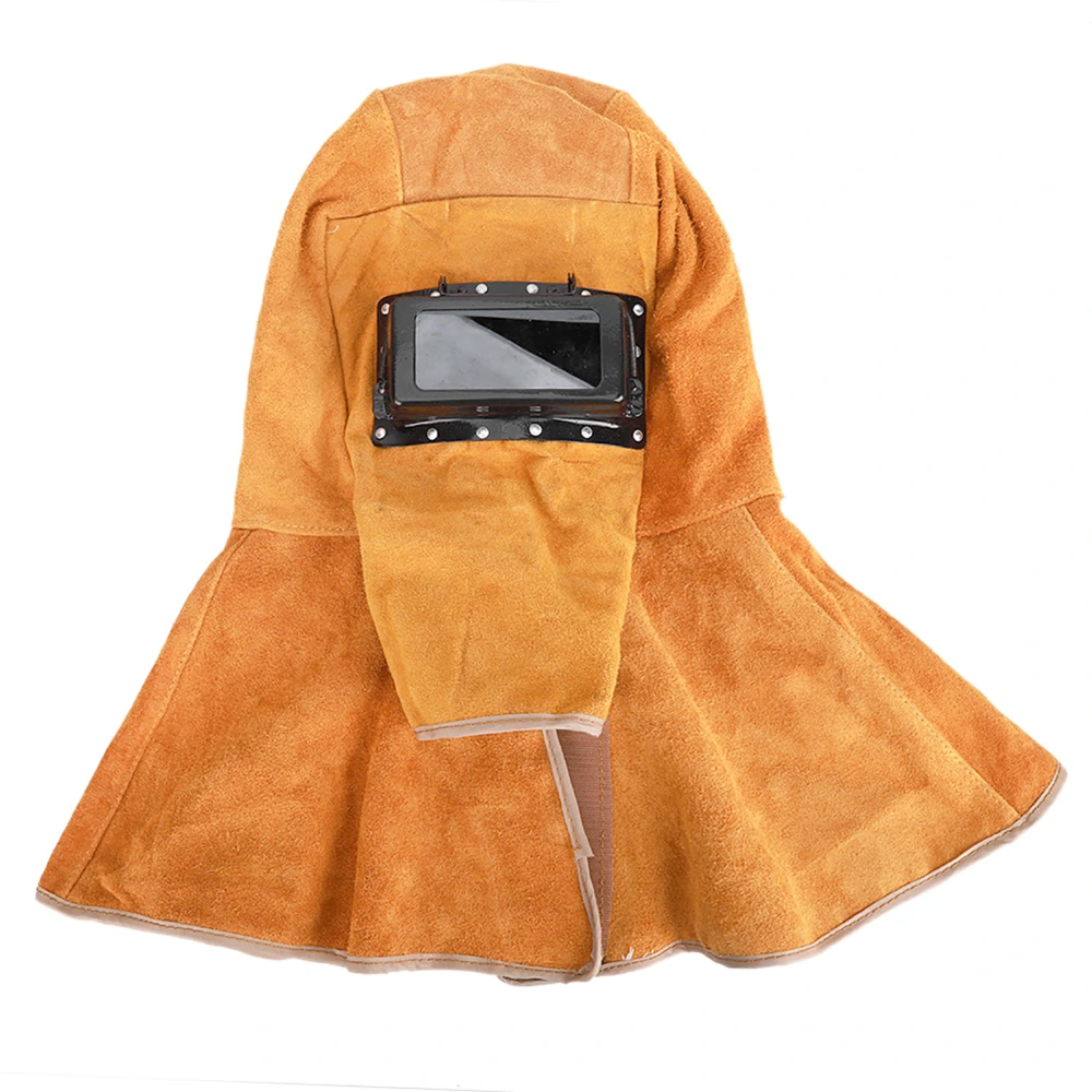 Cowhide Welding Helmet Shawl Dual Lens Anti Spatter Heat Insulation Welder Working Protective Guard