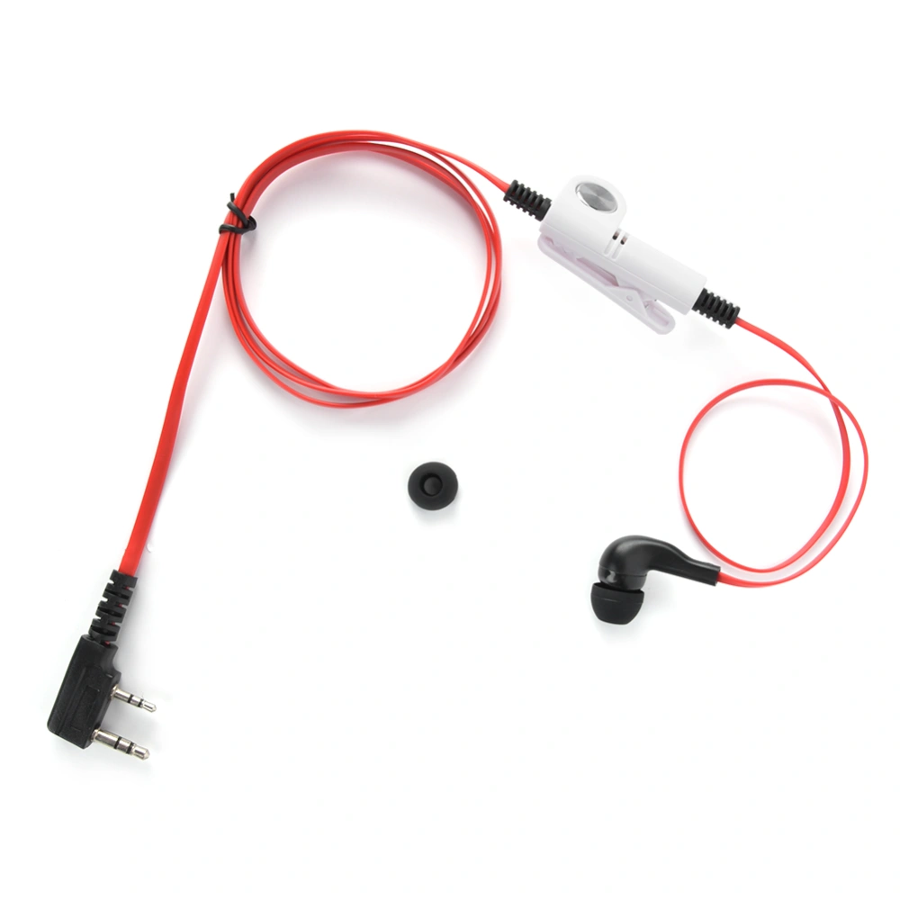 Earphone Headset Two Way Radio PTT Microphone In Ear Type Earpiece for Kenwood / Baofeng(Red )