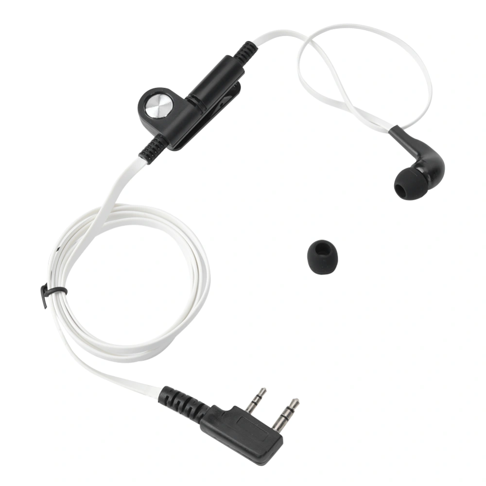 Earphone Headset Two Way Radio PTT Microphone In Ear Type Earpiece for Kenwood / Baofeng(White )