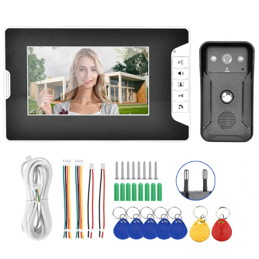 7inch TFT Night Vision Doorbell ID Card Security Intercom Camera Video Door Phone 100-240VEU Plug