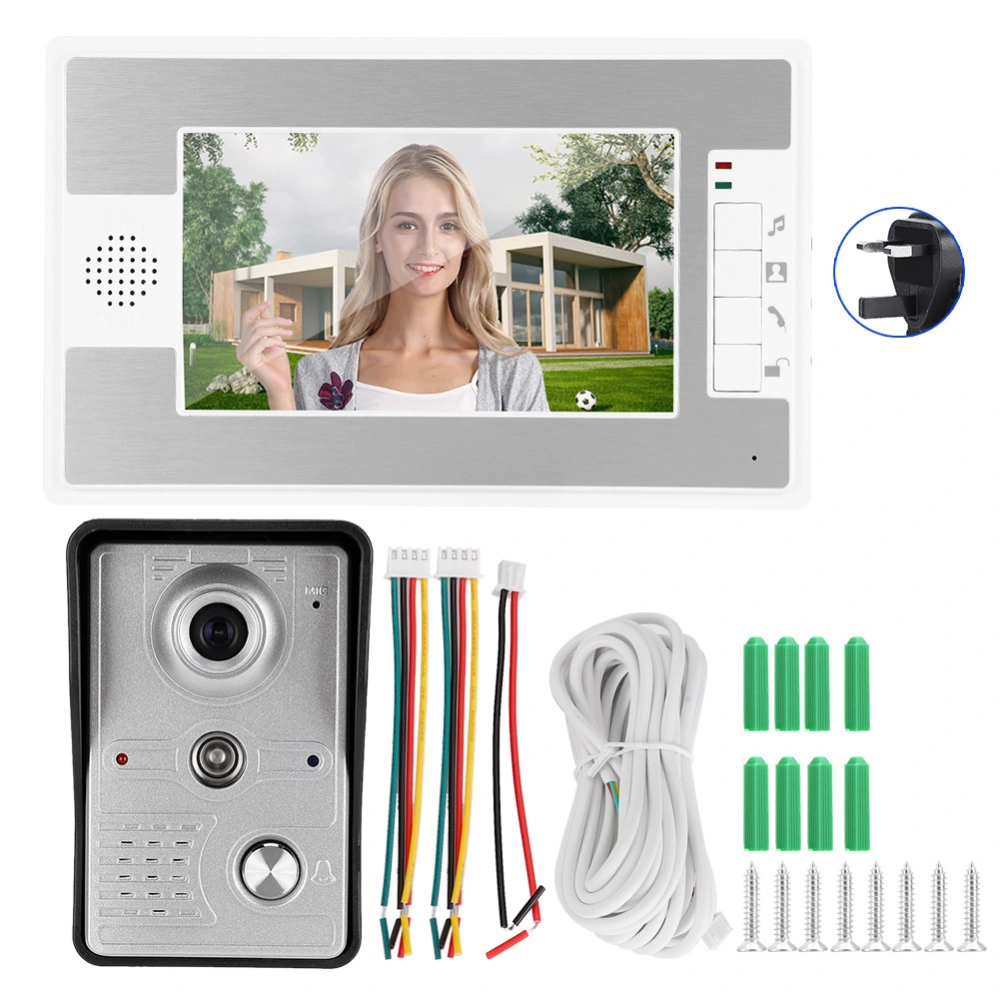 7in Wired Video Doorbell Intercom TFT Screen Night Vision Remote Access System 100-240VUK