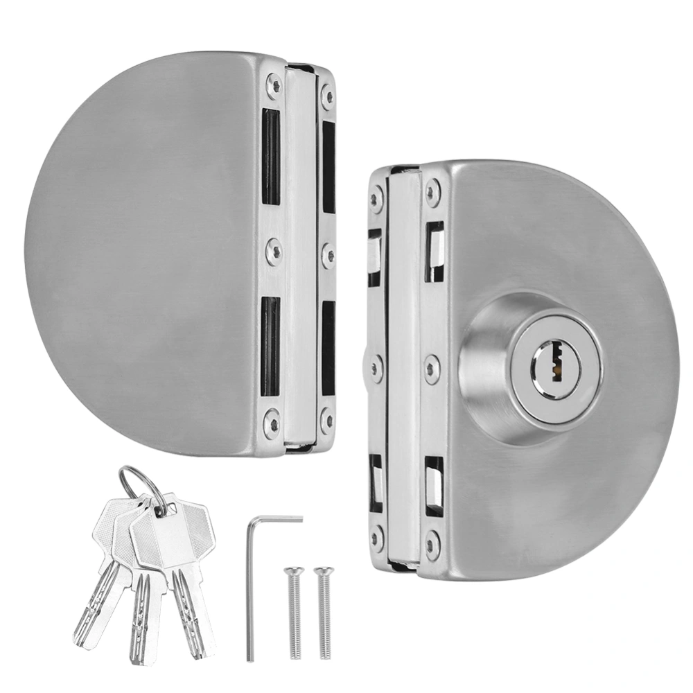 Stainless Iron Double Glass Door Lock Latch Semi Circular for Home Security Accessories