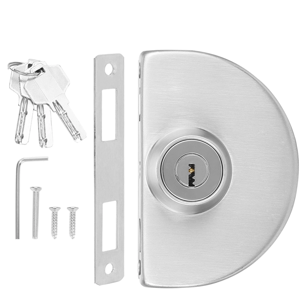 Stainless Steel Single Glass Door Lock with Keys Semicircle for Home Security