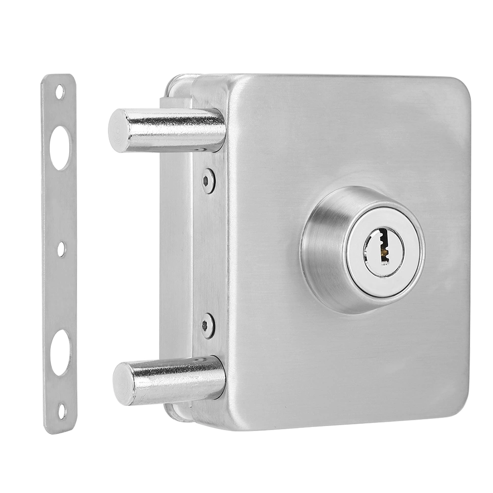 Square Single Glass Door Lock Latch Stainless Iron Office Security Lock No Drilling
