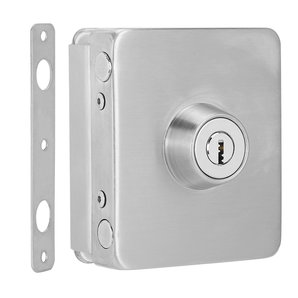 Square Single Glass Door Lock Latch Stainless Iron Office Security Lock No Drilling