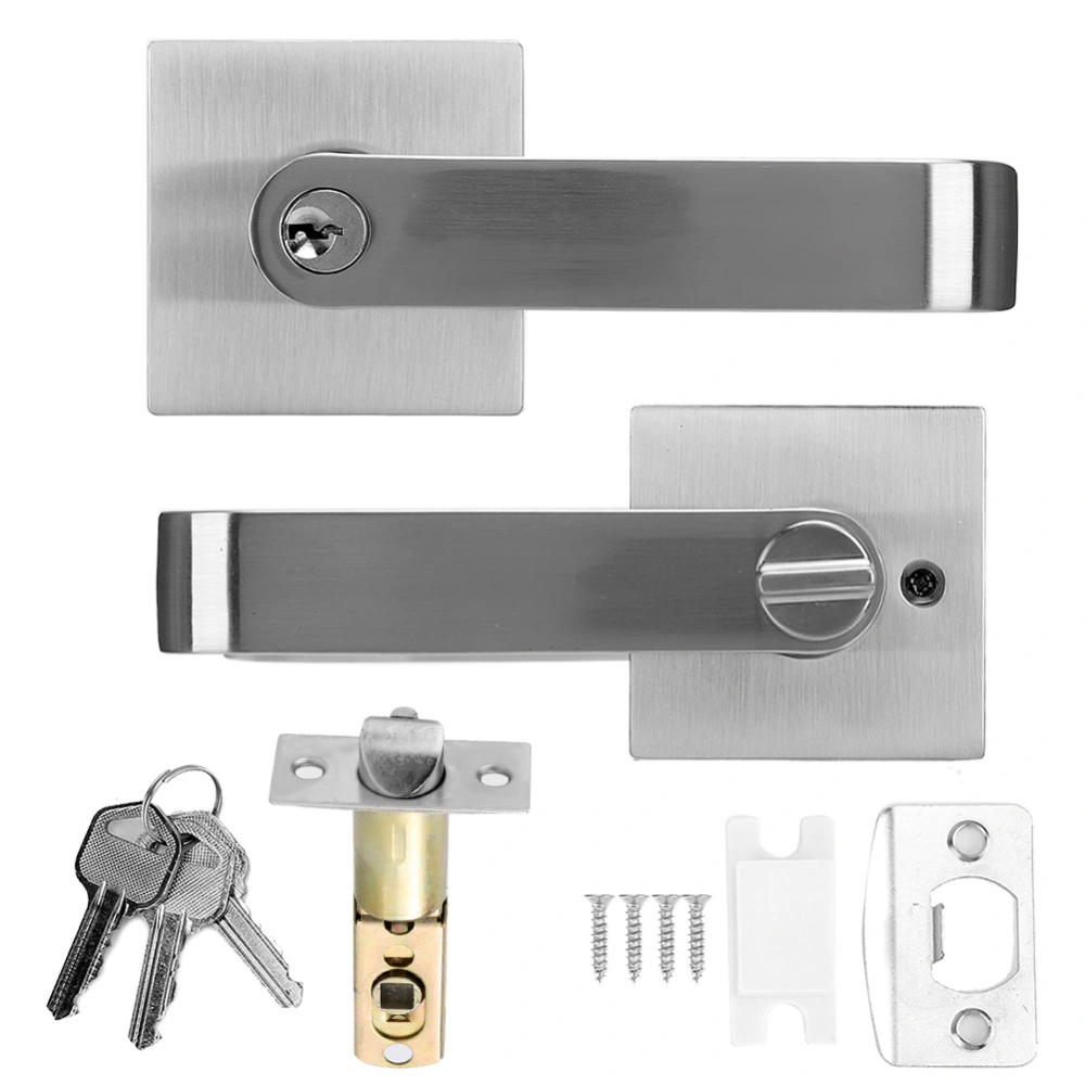 Zinc Alloy 3 Lever Square Interior Door Handle Privacy Lock for Right &amp; Left Side