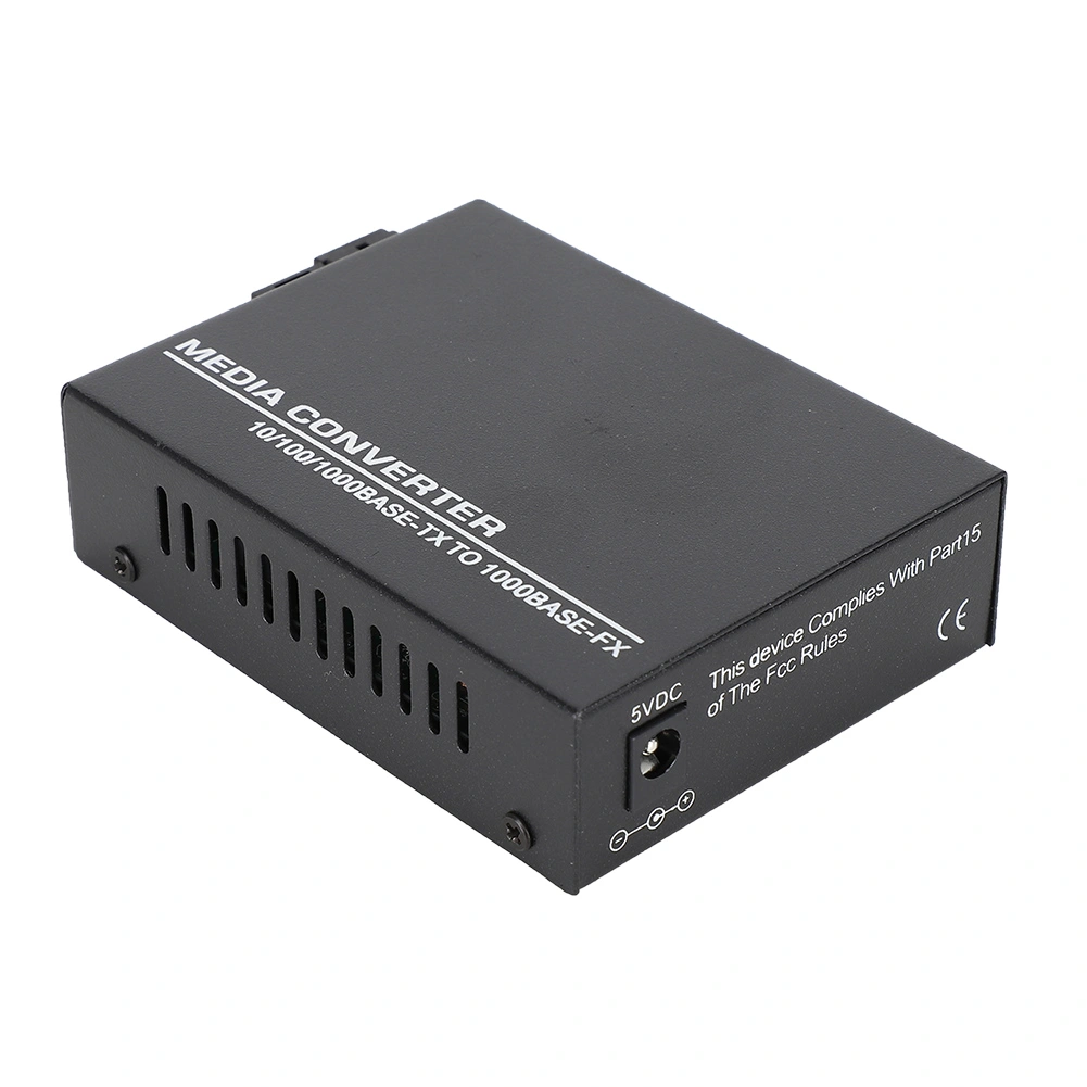 1000Mbps Ethernet Fiber Optic Media Transceiver Single Mode Converter 100-240VUS