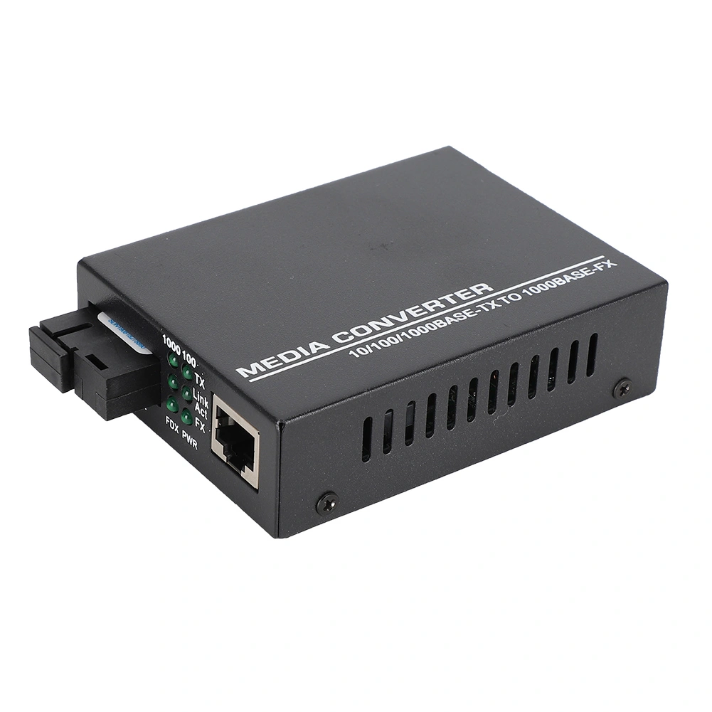 1000Mbps Ethernet Fiber Optic Media Transceiver Single Mode Converter 100-240VUS