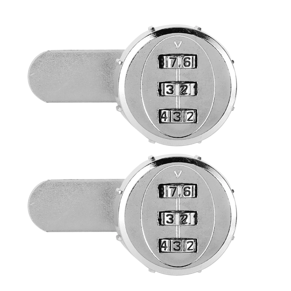 2pcs 30mm/1.18in 3-Digit Mechanical Code Password Lock for Cabinet Wardrobe Locker