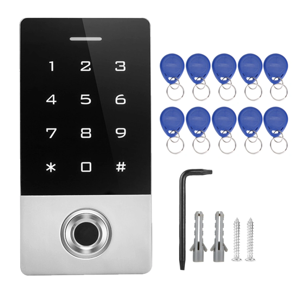 Metal Access Control Fingerprint Card Reader for Door Lock with 10 Key Buckle Card IC