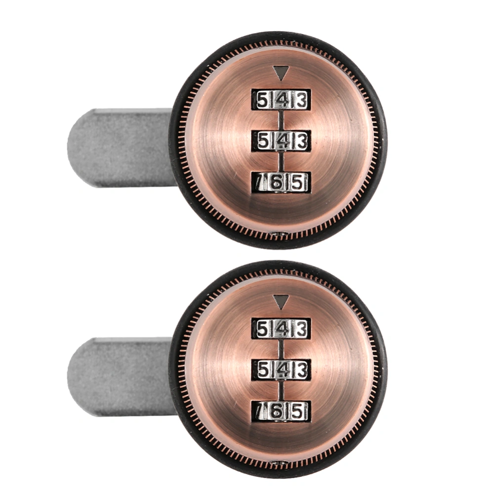 2pcs Zinc Alloy Mechanical Password 3-Digit Code Mailbox Cabinet LockRed Copper 30mm/1.18in