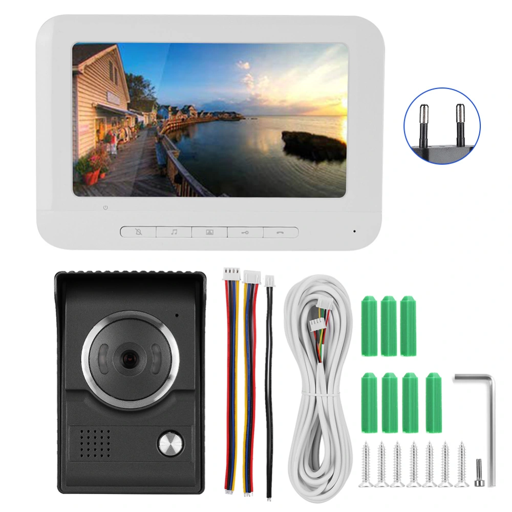 7 Inch IR TFT LCD Color HD Video Intercom Monitor Surveillance Doorbell 100-240V(EU Plug )