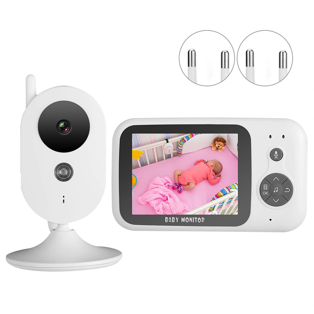 3.2 in LCD 2.4G Wireless Baby Video Monitor 2 Way Audio Night Vision Security Camera 100-240VEU Plug