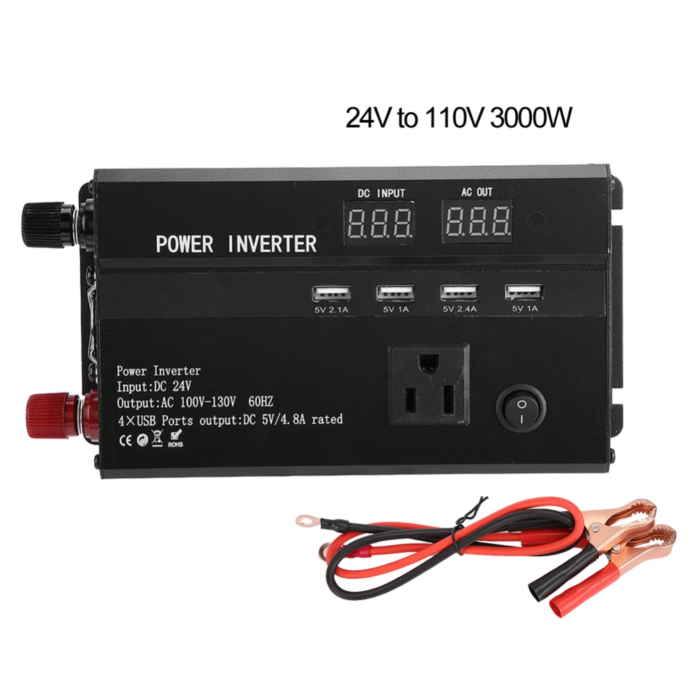 12V/24V to 110V Black Car Solar Voltage Inverter High Power 3000W/4000W/5000W24V to 110V 3000W