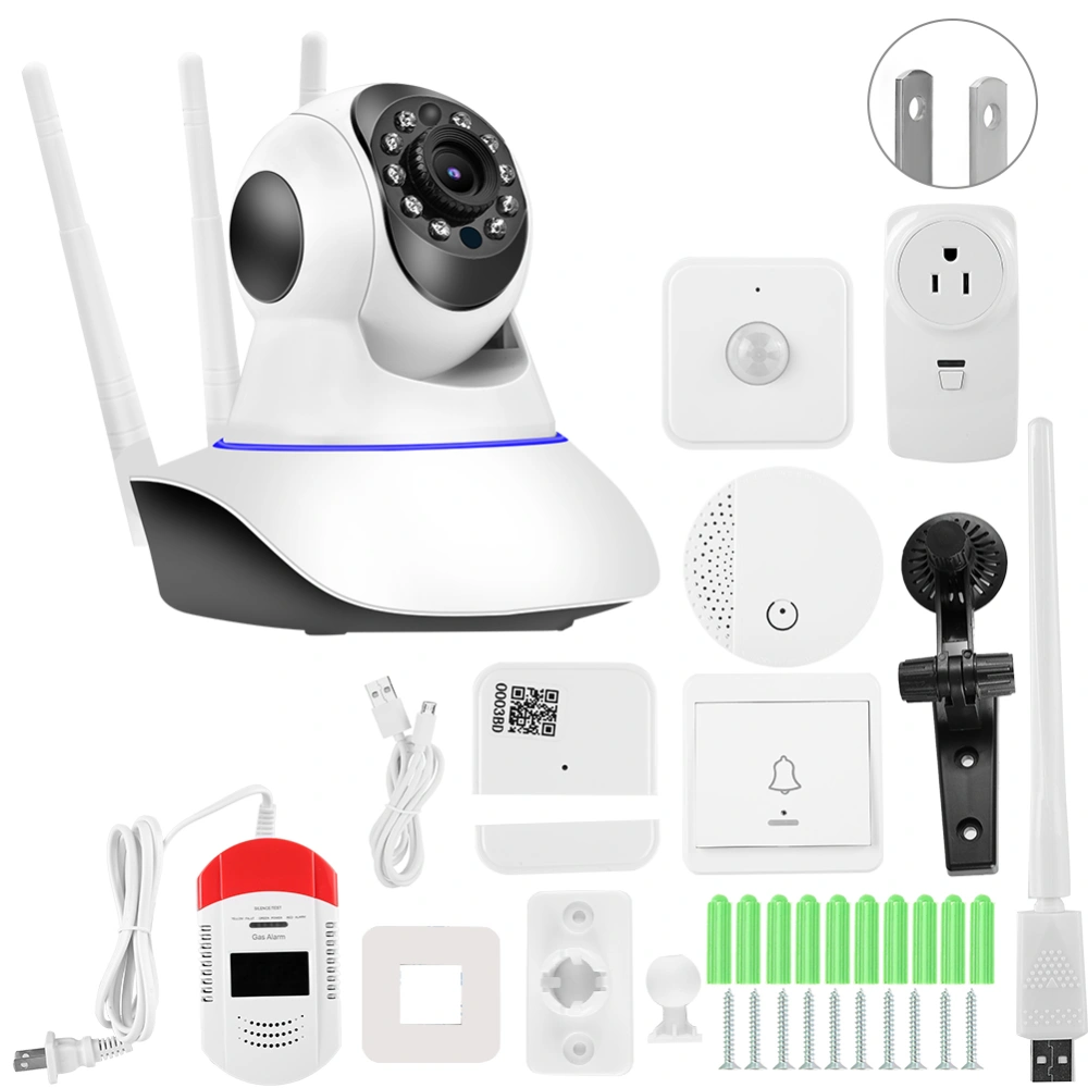 1080P WiFi Camera with Doorbell Security Sensor Home Emergency Alarm System 100-240VUS