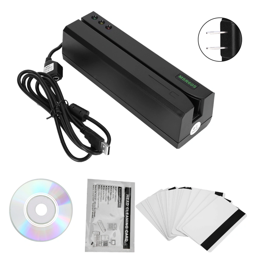 MSR605 Magnetic Stripe Swipe Credit Card Reader Writer Encoder 100‑240V US Plug