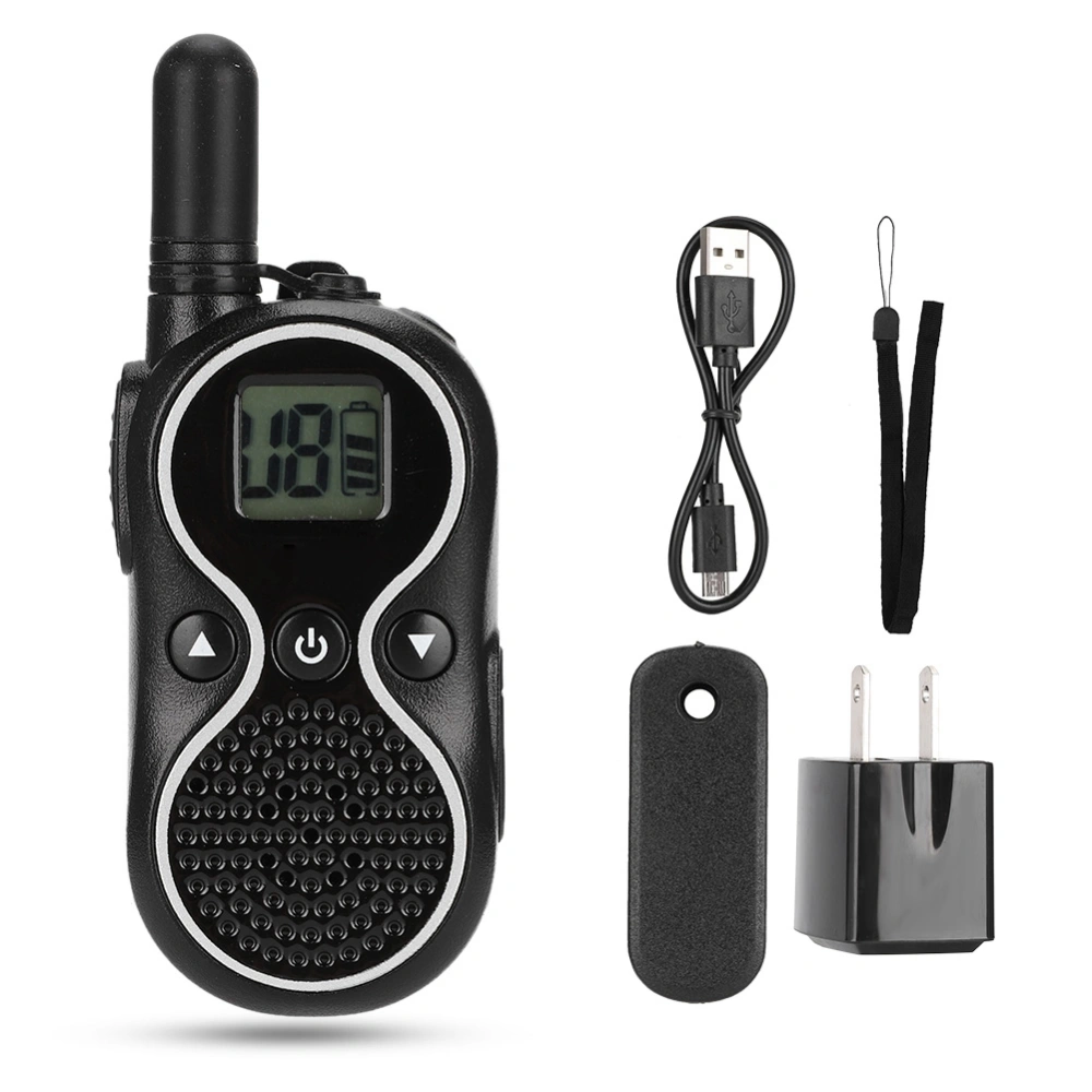 Ultra-Thin Mini Walkie Talkie 2W USB Wireless Portable Two Way Radio 110-240V(Black US)