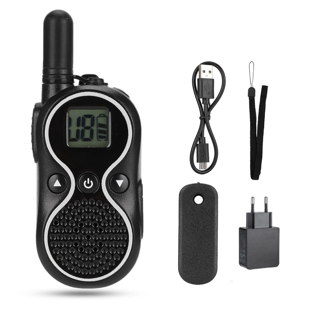 Ultra-Thin Mini Walkie Talkie 2W USB Wireless Portable Two Way Radio 110-240V(Black EU)