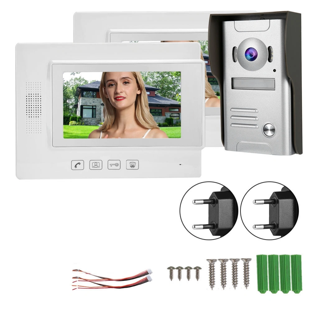 Zhudele 7inch Wired LCD Monitor Intercom Camera Video Door Phone Doorbell 110-240V (EU Plug)