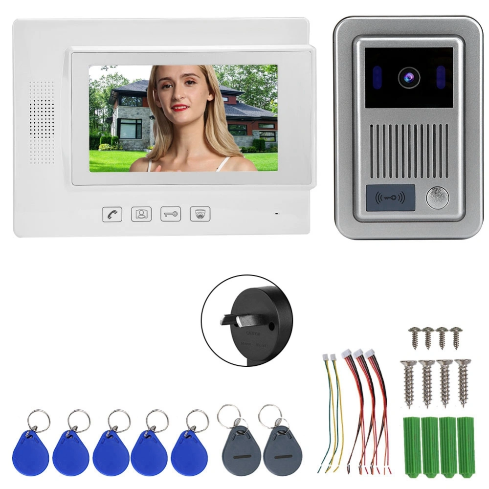 Zhudele 7inches Video Camera Door Phone Intercom System ID Card Doorbell 100-240V(AU)