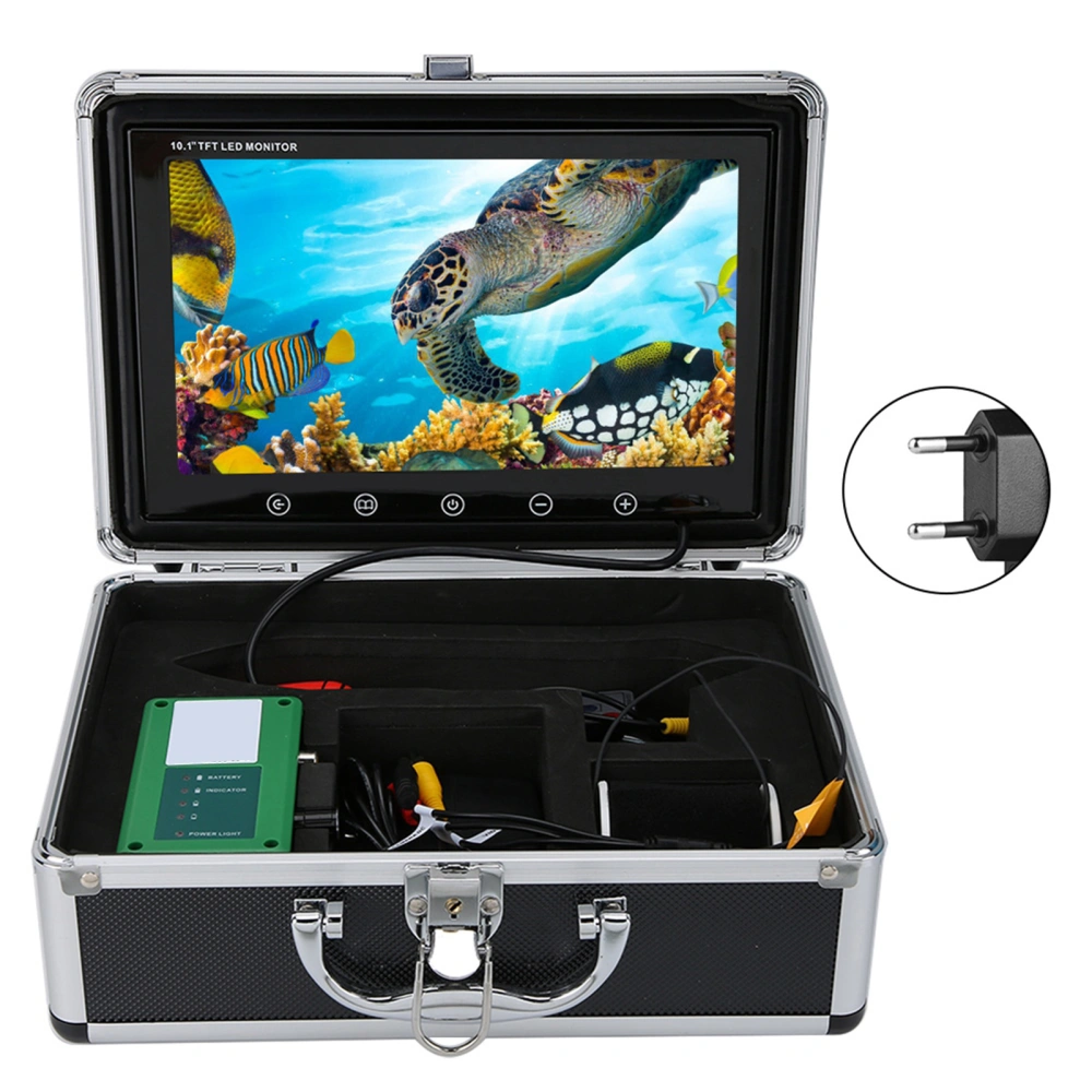 100-240V 10.1in 1000TVL HD WiFi 164ft 6LED Wide Angle IP68 Underwater Camera(EU Plug)