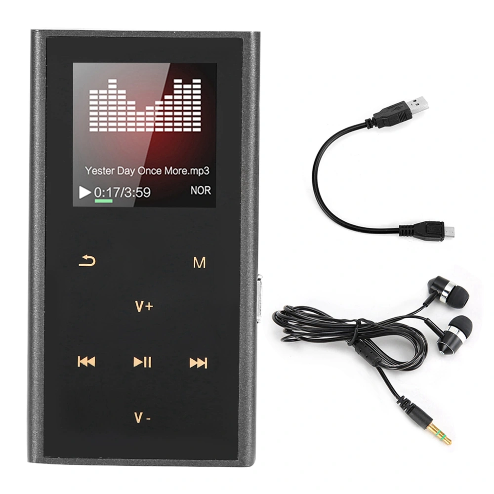 Lossless Long Palyback MP3 Uitrathin TF Card FM Radio Recorder Audio Music Player (4G Black)