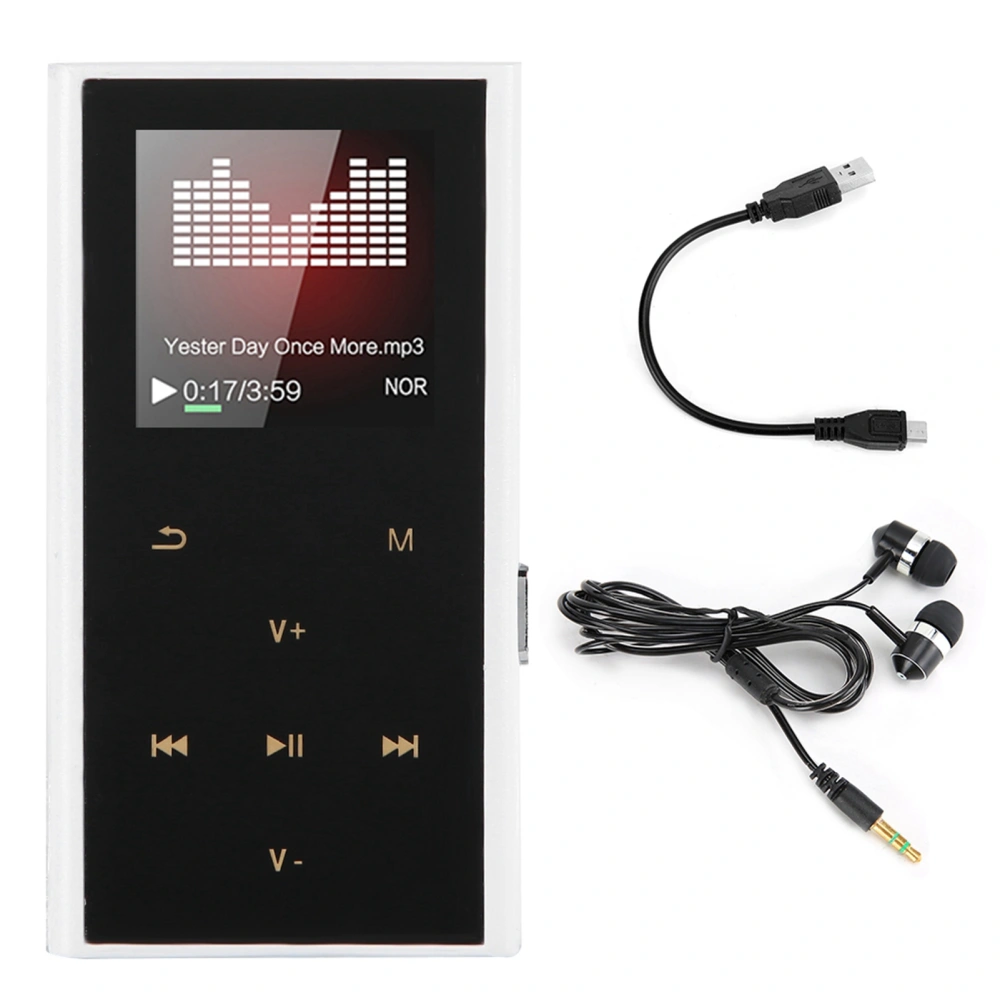 Lossless Long Palyback MP3 Uitrathin TF Card FM Radio Recorder Audio Music Player (16G White)