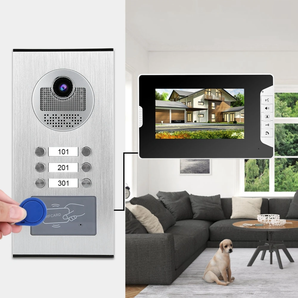 7in Video Intercom 3 Monitors Smart Doorphone System RFID Night Vision Doorbell 100-240V(AU)