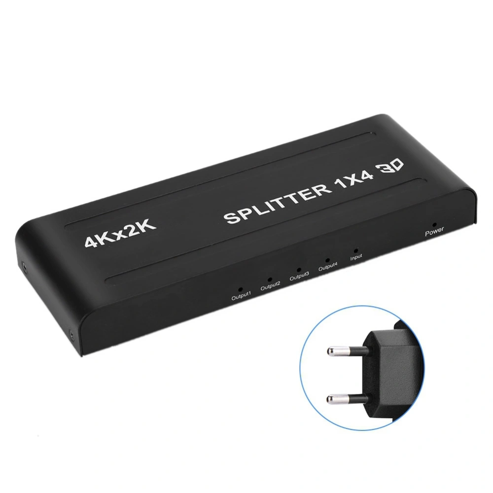 100-240V 4K HDMI Standard Metal 1080P 60Hz 3D Video Switcher Splitter(1 in 4 Out EU Plug)