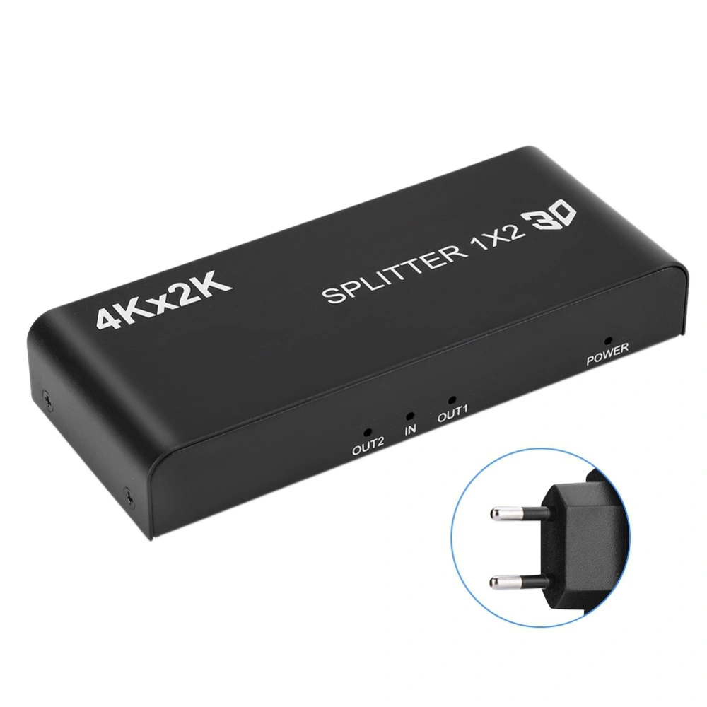 100-240V 4K HDMI Standard Metal 1080P 60Hz 3D Video Switcher Splitter(1 in 2 Out EU Plug)