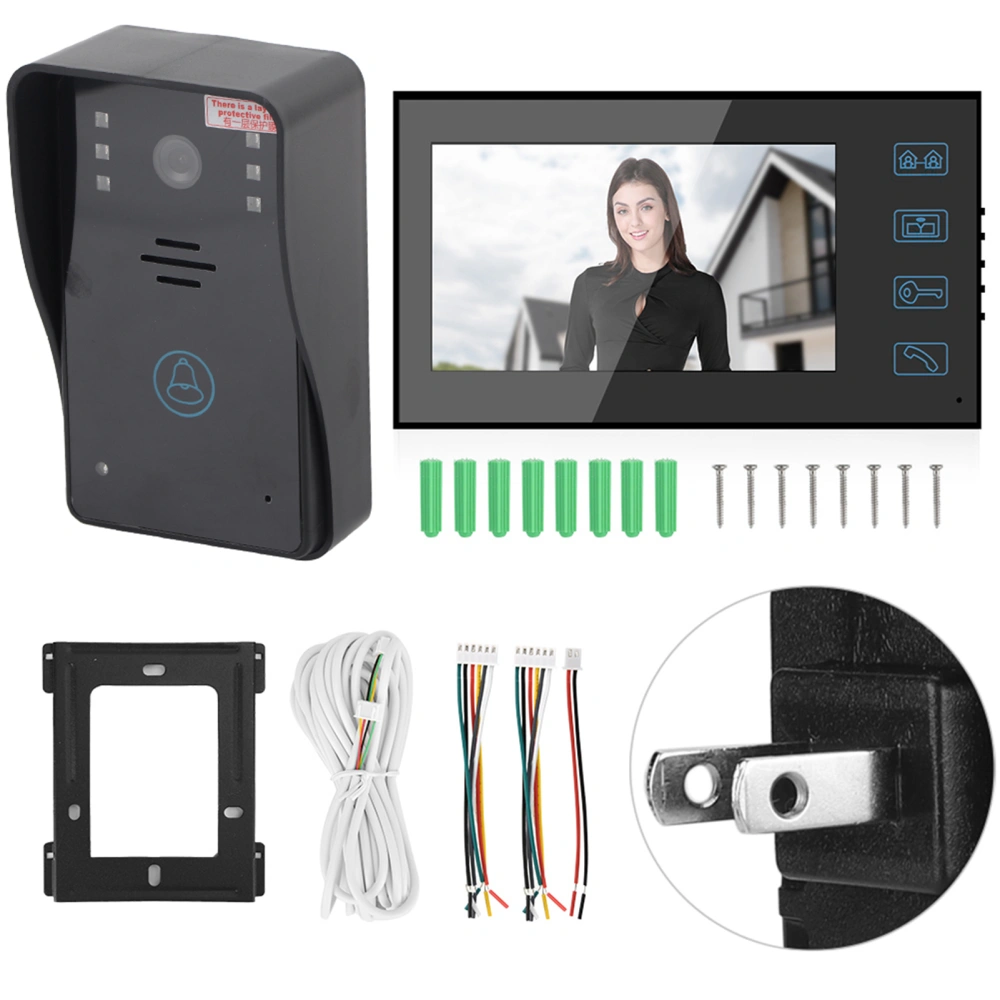 7in Rainproof Night Vison High Denifition 1000 Line Video Intercom Touch Doorbell 100‑240V