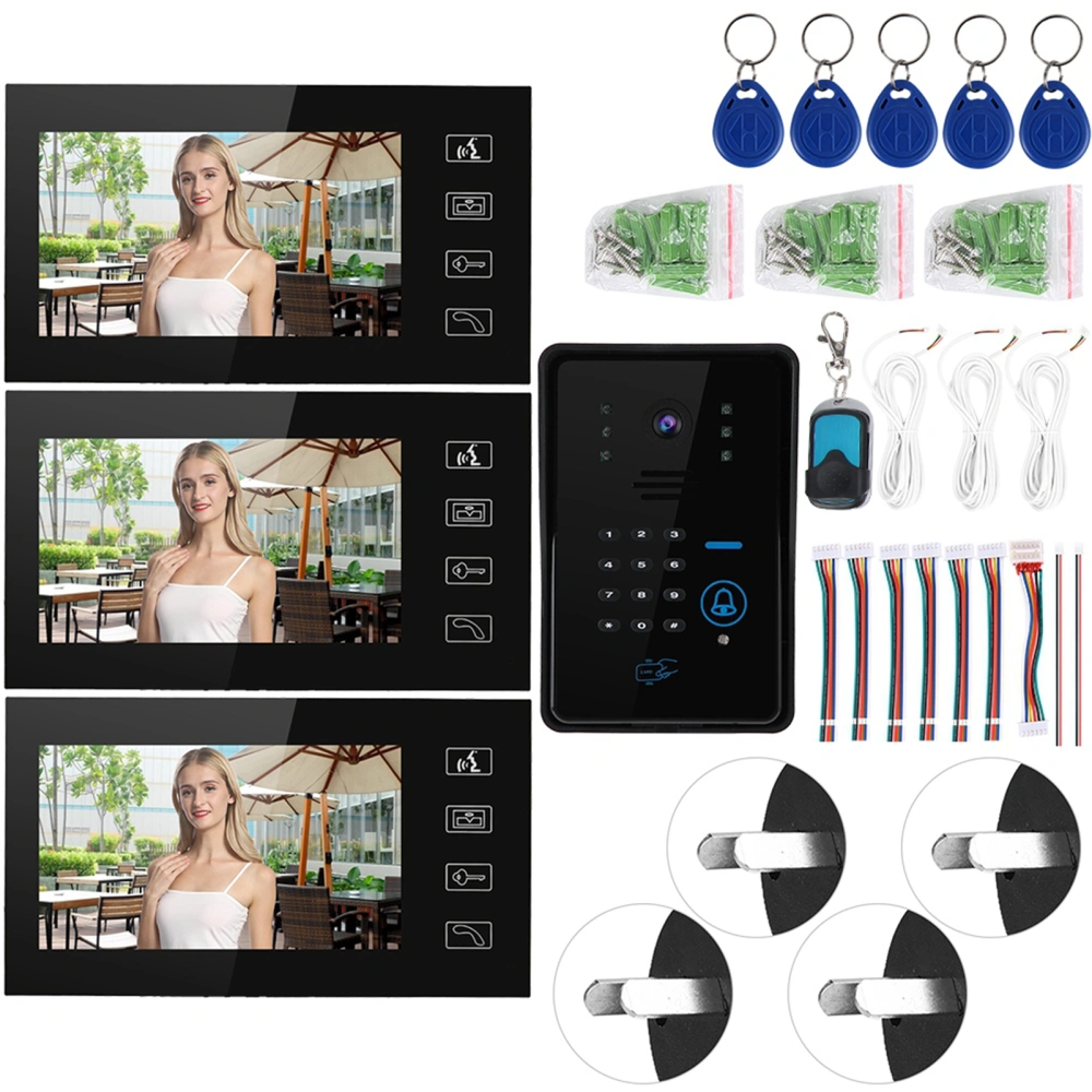 7inches Wired Video Doorbell Intercom System Card Password Remote Control 110-240V(AU Plug)