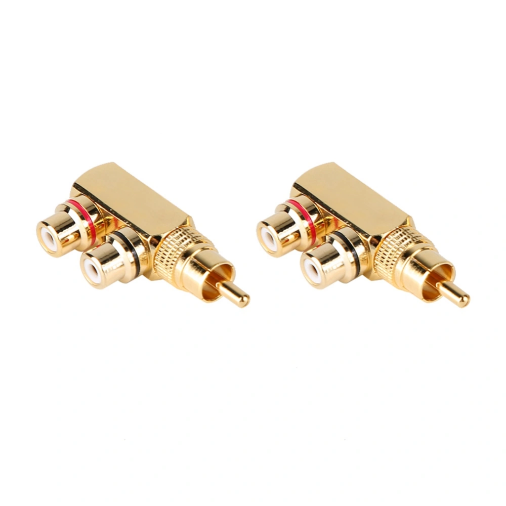 2pcs RCA Male to Female Connector Three way Adapter Audio Video Splitter Right Angle