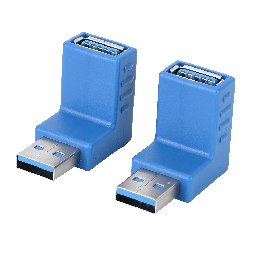 PVC USB 3.0 Right Angle Type A Male to Female High Speed Transmission Converter Adapter Blue