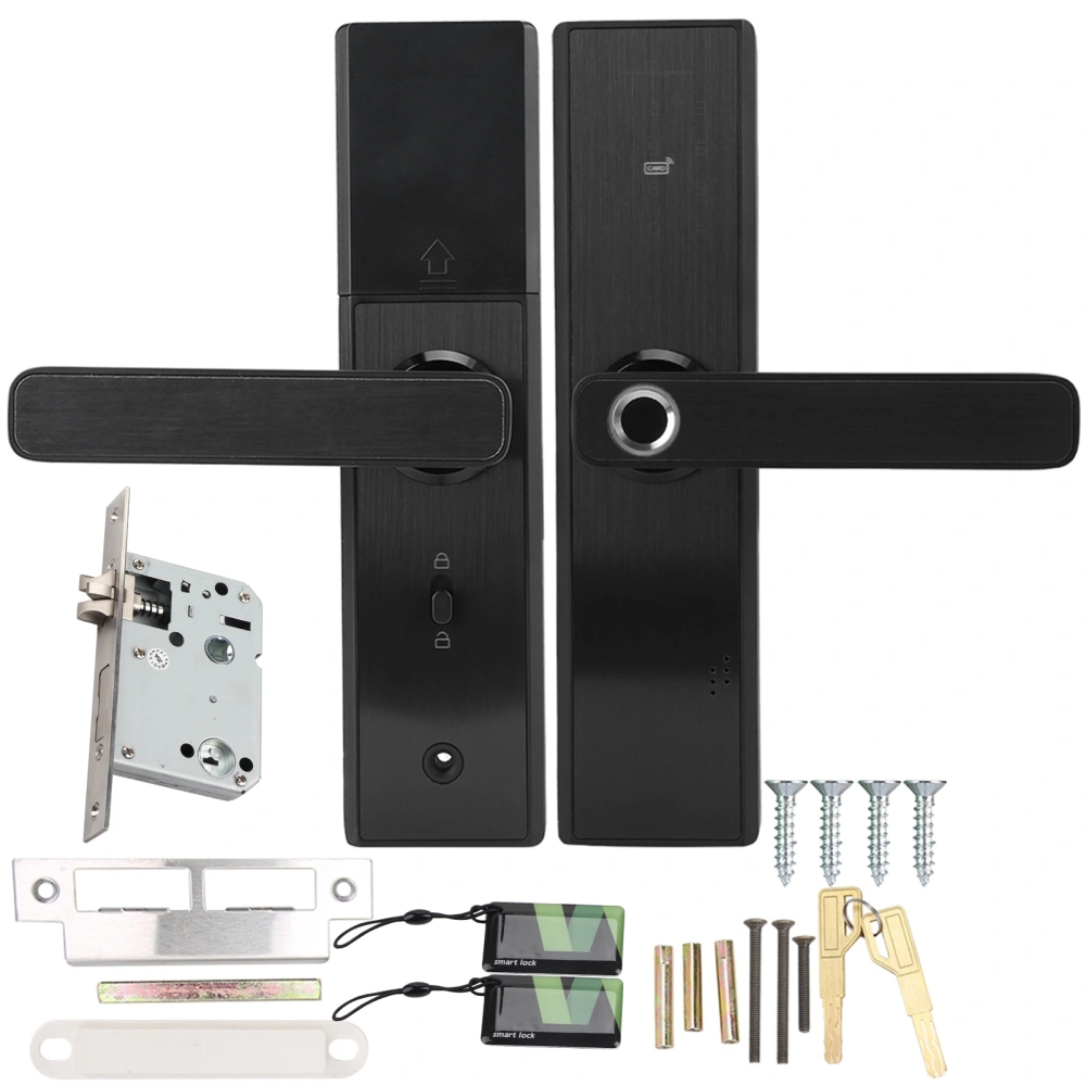 Fingerprint&amp;Card&amp;Password&amp;Key Anti Theft 2‑Tough Electronic Home Security Smart Door Lock Black