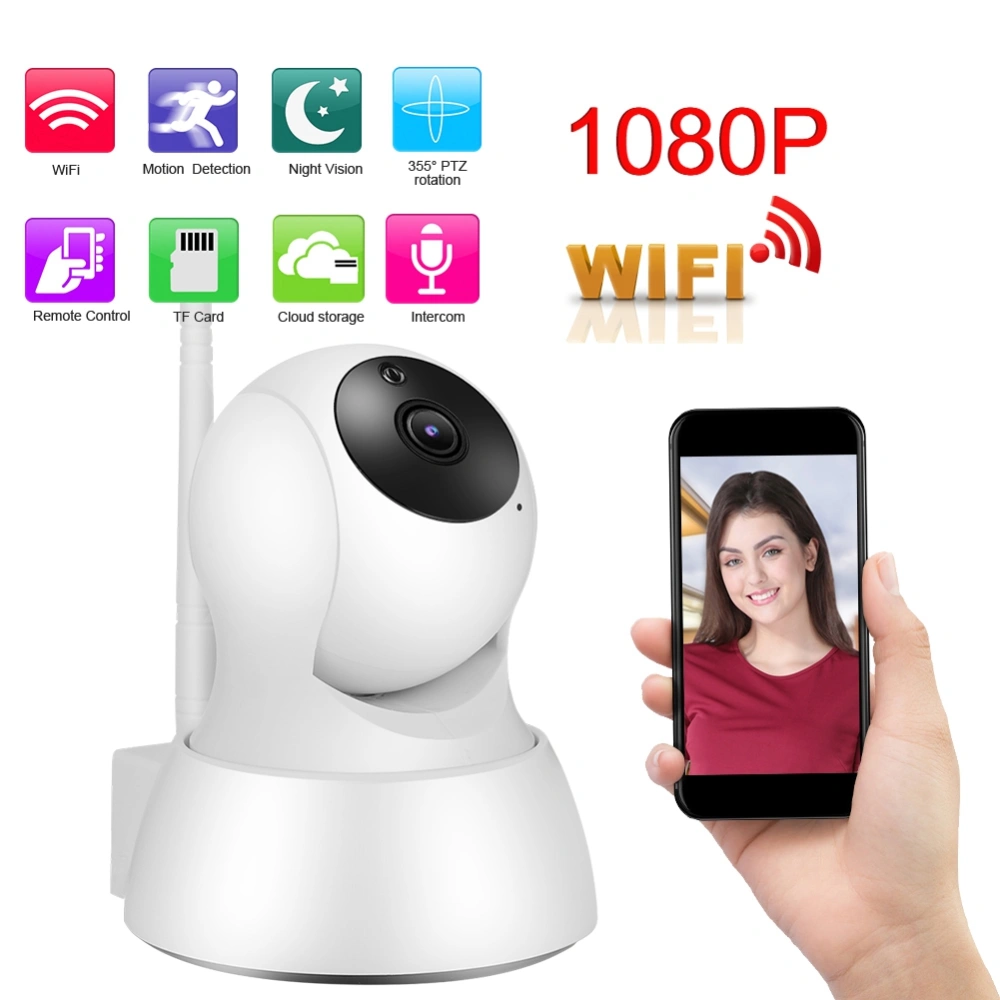 1080P HD Mini WIFI Smart Pan Tilt Camera Home Security Night View 110-240V(EU Plug)