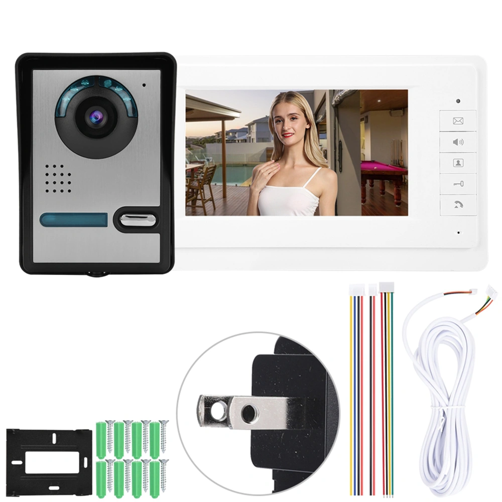 7inch LCD Video Door Phone Doorbell Intercom Camera Monitor Home Security System 110-240V (US)