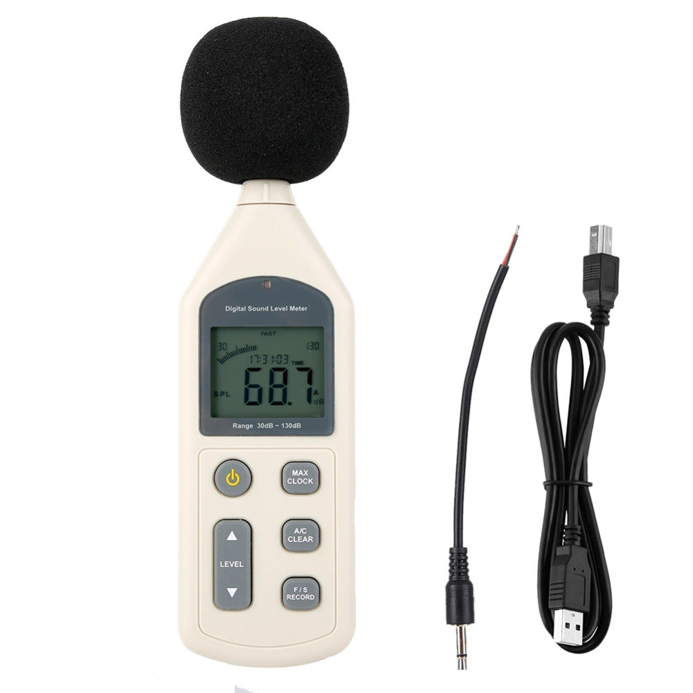 Handheld LCD Digital Sound Level Decibel Meter 30-130dBA Pressure Tester USB Noise Measurement