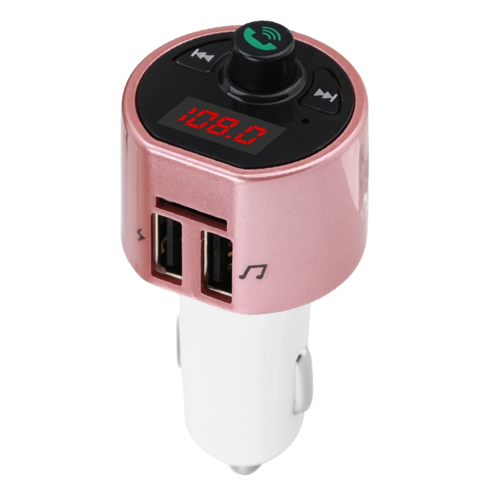 Car Wireless Bluetooth Audio Transmitter FM Radio Adapter Dual USB Charger MP3 Player (Pink)