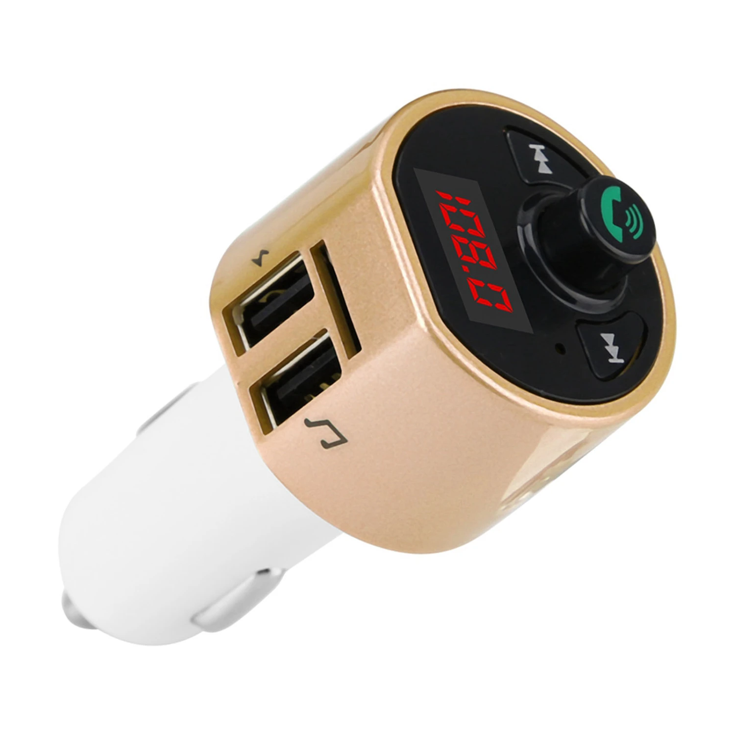 Car Wireless Bluetooth Audio Transmitter FM Radio Adapter Dual USB Charger MP3 Player (Gold)