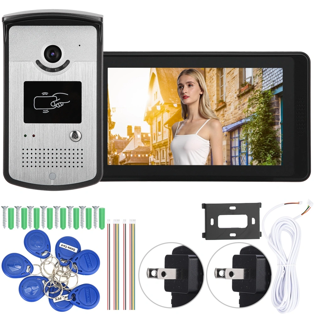 7in Wired Wifi HD Video Door Bell Phone Remote Control Doorbell Intercom System（US Plug）