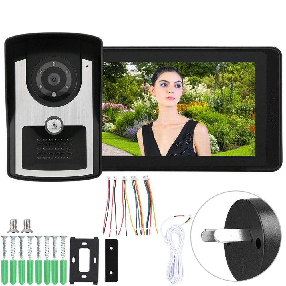 7" LCD Wired Video Door Phone Intercom Doorbell App Remote Unlocking Video Recording(AU Plug)