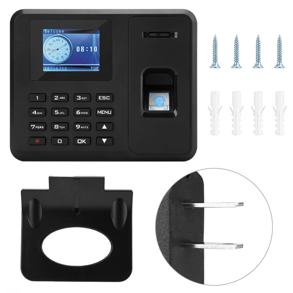 2.4in TFT LCD Screen Fingerprint Time Recorder Employee Attendance Machine TM1800(US 110-240V)