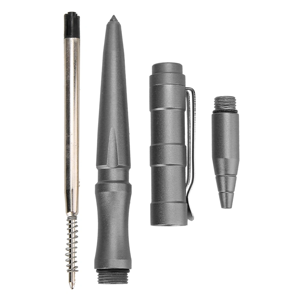 Personal Self Defense Military Pen Tungsten Steel Multifunctional Safety Survival Tool (Gray)