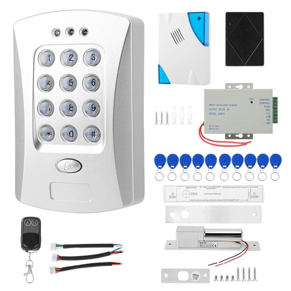 Stand Alone Door Access Control System Kit Two wire Electric Lock Power Supply Remote Control