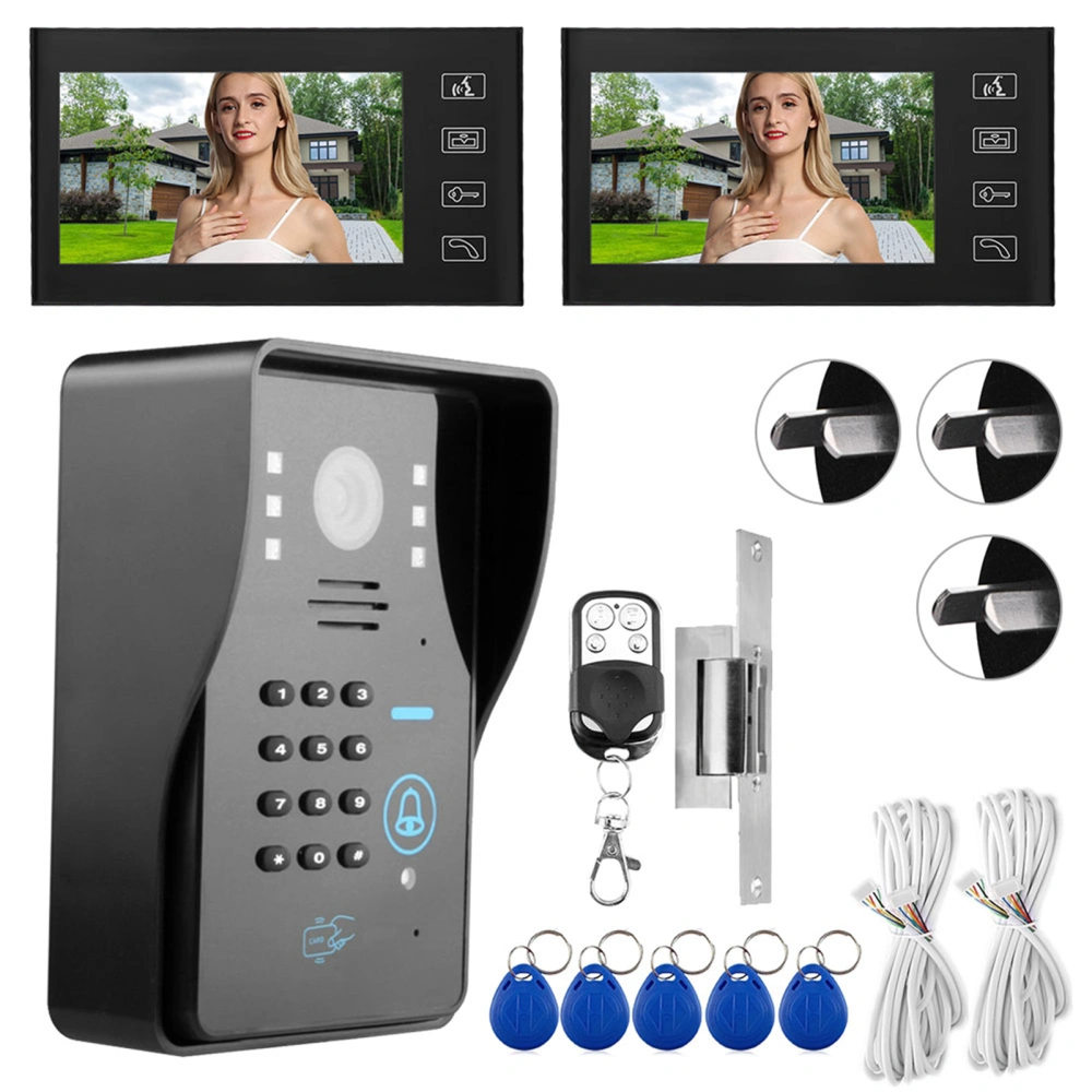 7in Wired Intercom Card Password Video Phone Doorbell Electronic Door Lock（AU Plug）