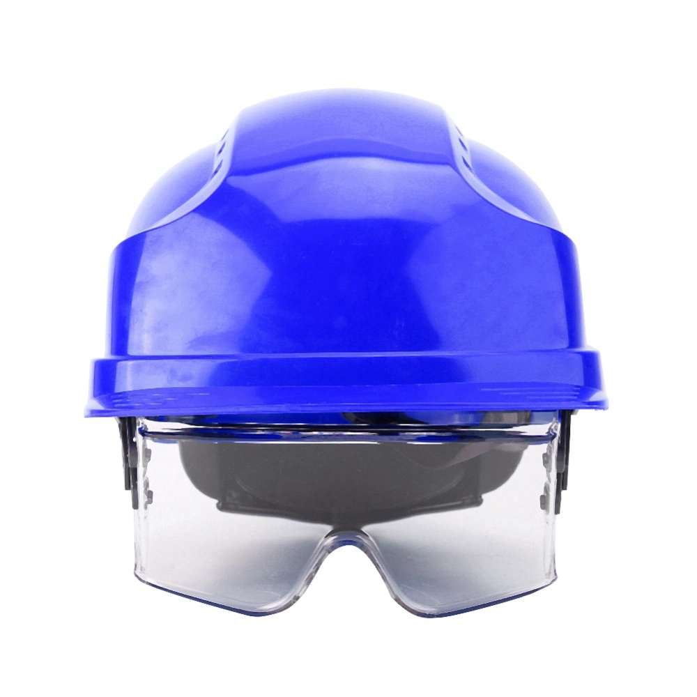 Visor Helmet Hard Hat Defender Built in Goggles Helmet Safety (Blue)