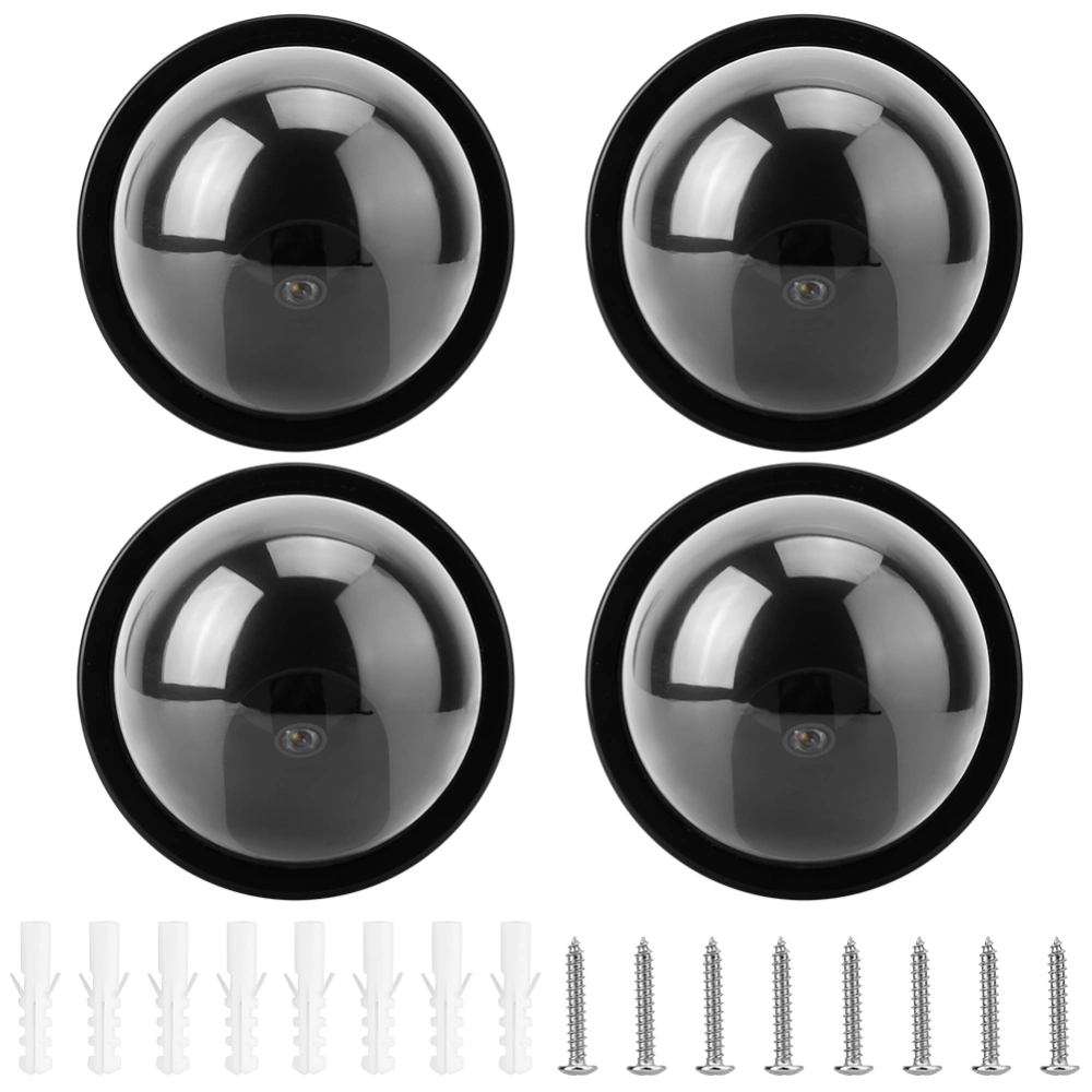 4pcs Dome Simulation Camera CCTV Dummy Fake Security Camera With Flashing Led Light (Black)