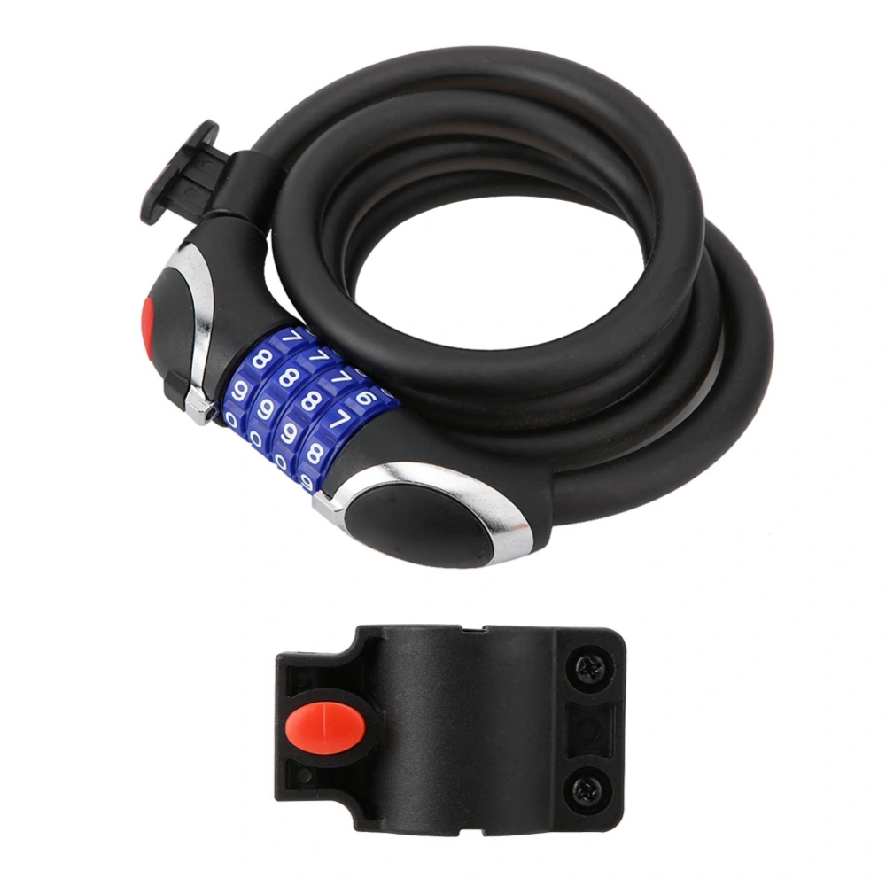 Bicycle Cycling Riding Steel Cable Lock Four-digit Light Password Anti-theft Security Black